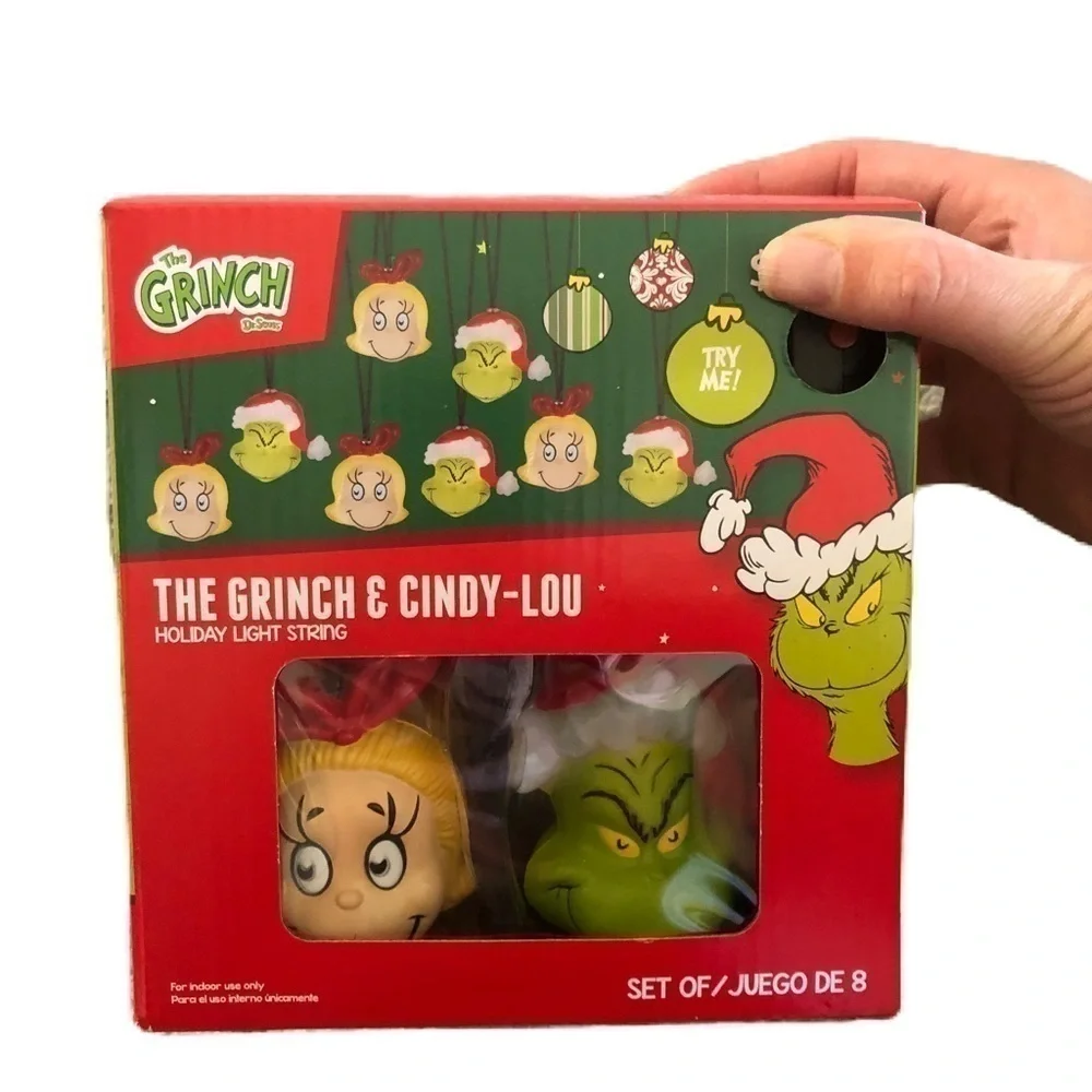 Grinch & Cindy Lou Who 8 Blow Mold String Lights NEW Christmas Decoration
